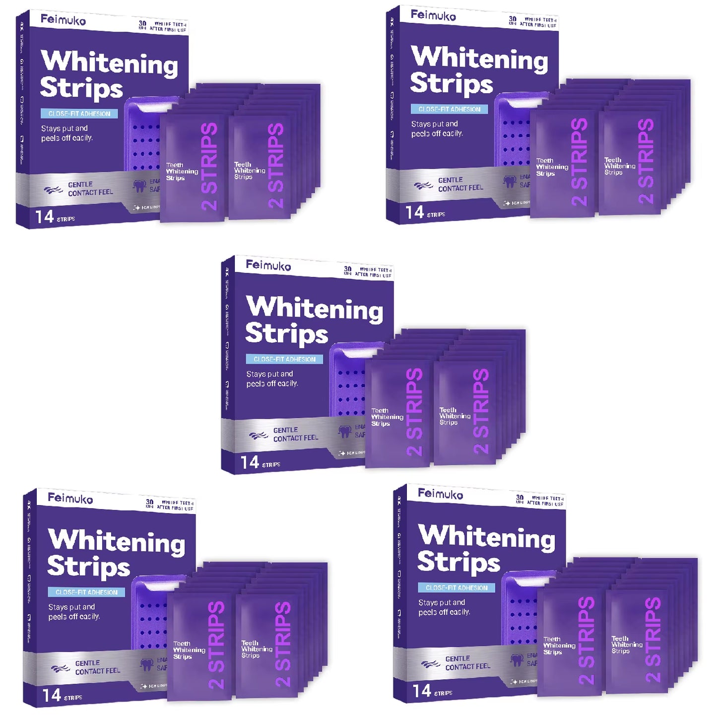5/3/1PCS Purple Tooth Whitening Strips for Sensitive Teeth, Improve Dental Yellowing Oral Care, for Lasting Bright Smile