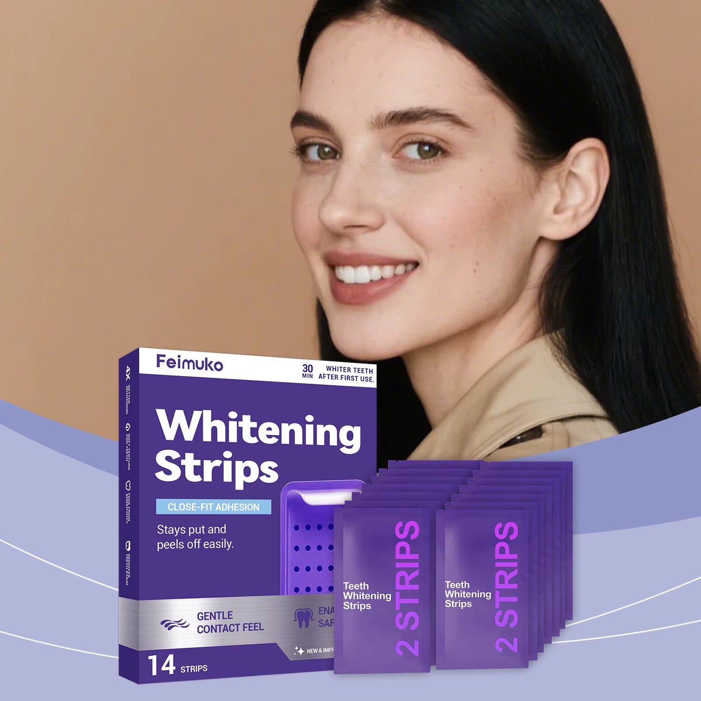 5/3/1PCS Purple Tooth Whitening Strips for Sensitive Teeth, Improve Dental Yellowing Oral Care, for Lasting Bright Smile